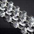 STAR BEADS: 1 Metre Snowflake Glass Bead Silver Chain 14mm - Clear - Snowflake Beads