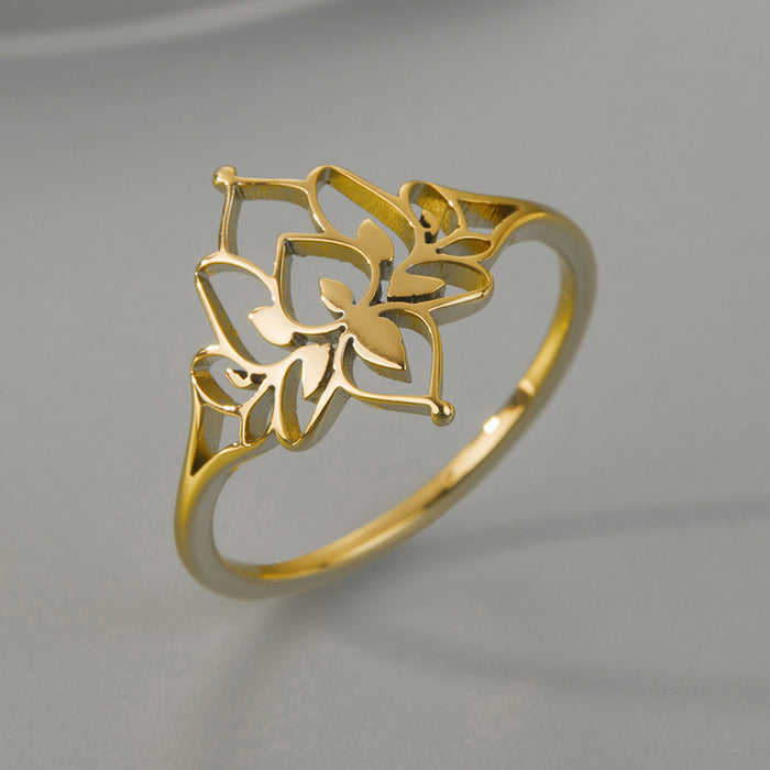 18K Gold Plated Lotus Filigree Ring | Minimalist Mandala Flower Statement Ring