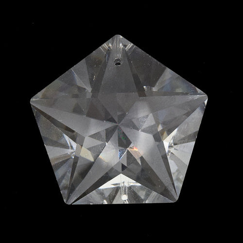 2 x Faceted Glass Pentagon Star Pendants 45x40mm - Clear
