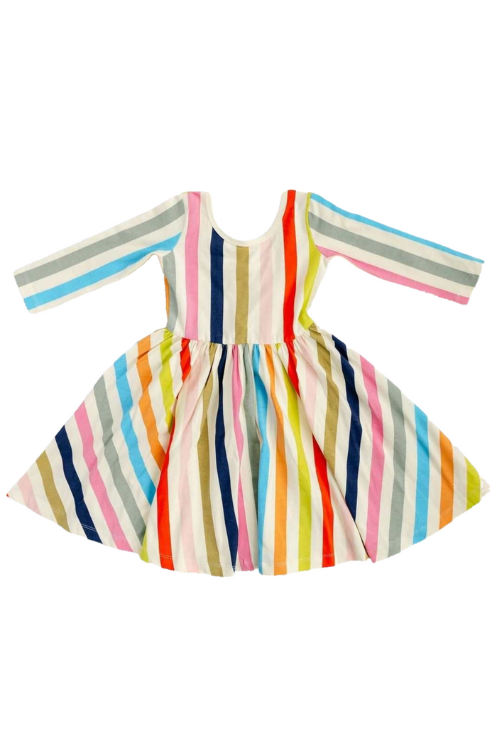 Colorful striped dress on a white background