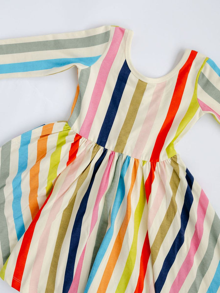 Colorful striped dress on a white background