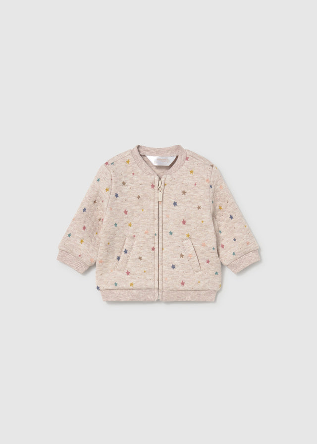 zip up sweater for baby with star print