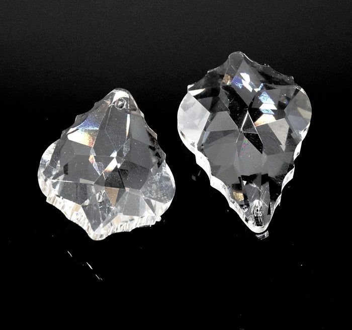 4 x Faceted Glass Baroque Pendants 38mm - Clear