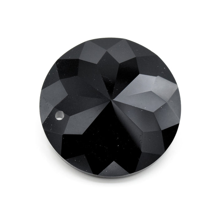 4 x Faceted Glass Round Disc Pendants 30mm - Jet
