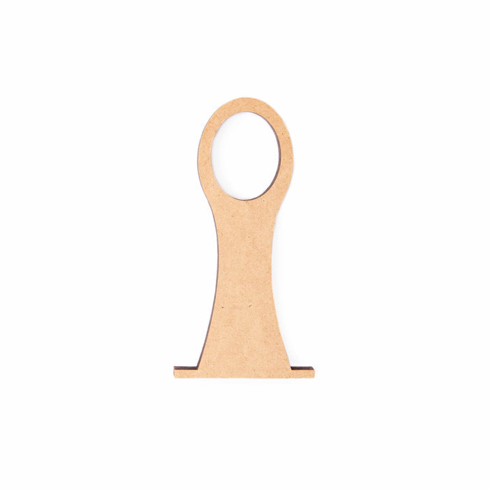 Tall wooden spindle for Yarn To Go Carousel showing natural wood with circular ring top