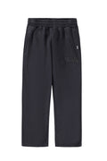 Black pants with a brand logo on a white background