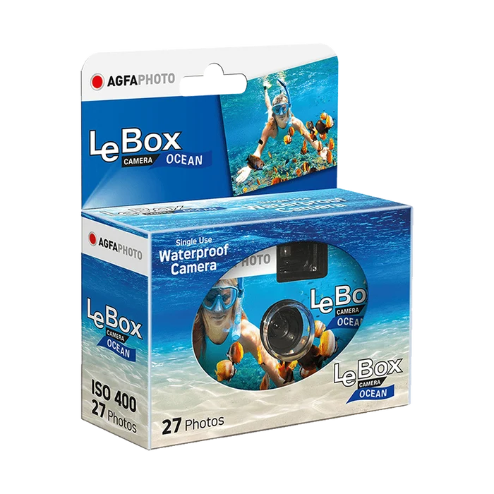 AgfaPhoto LeBox Single-Use Ocean Waterproof Camera (35mm Roll Film, 27 Exposures)