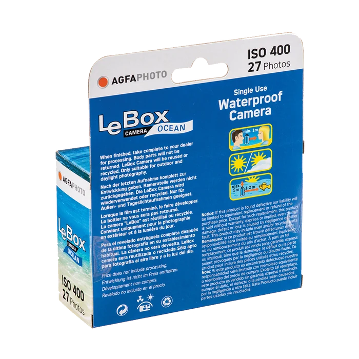AgfaPhoto LeBox Single-Use Ocean Waterproof Camera (35mm Roll Film, 27 Exposures)