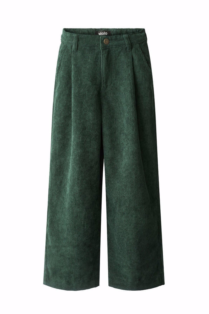 Green wide-leg pants on a white background