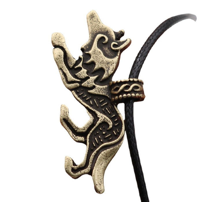 Antique Silver Wolf Pendant Necklace | Norse Fenrir Leather Cord Jewelry