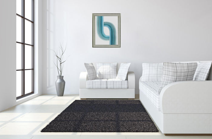 Aqua Ribbon - 28" x 34" Framed Wall Art - Light Blue