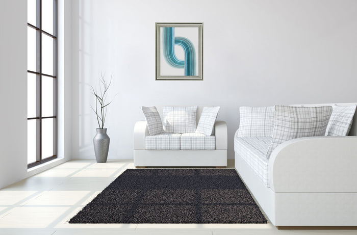 Aqua Ribbon - 28" x 34" Framed Wall Art - Light Blue