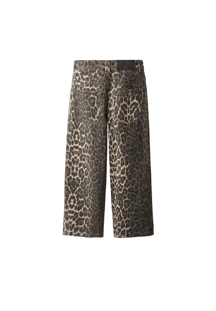 Leopard print pants on a white background