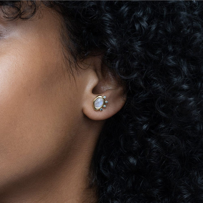 Asymmetric Moonstone Studs- Final Sale