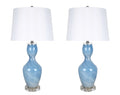 "Azure Elegance" Art Glass Table Lamp (Set of 2) - Blue Art Glass