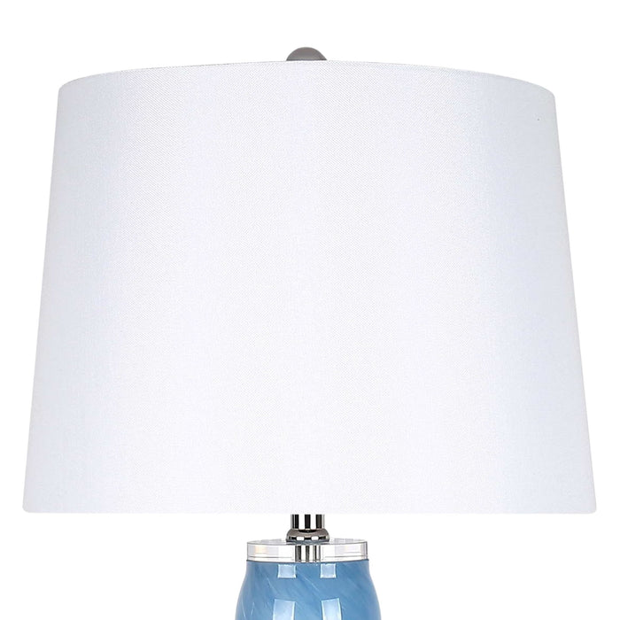 "Azure Elegance" Art Glass Table Lamp (Set of 2) - Blue Art Glass