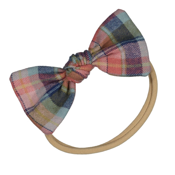Plaid bow hairband on a white background