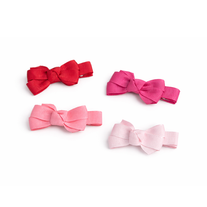 Baby Bows Fabric Clips - Red Shades