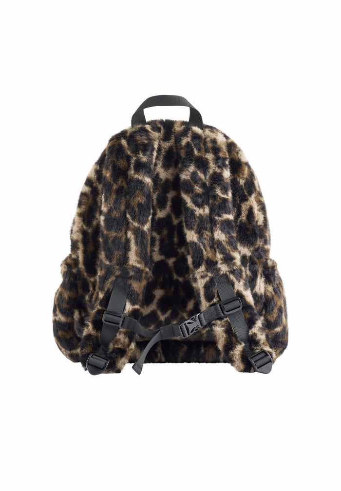Leopard print backpack on a white background