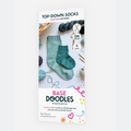 Base Doodles Top-Down Socks DK knitting pattern brochure cover with teal socks