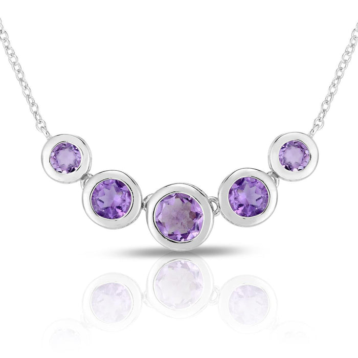 Bezel Set Genuine Gemstone Necklace