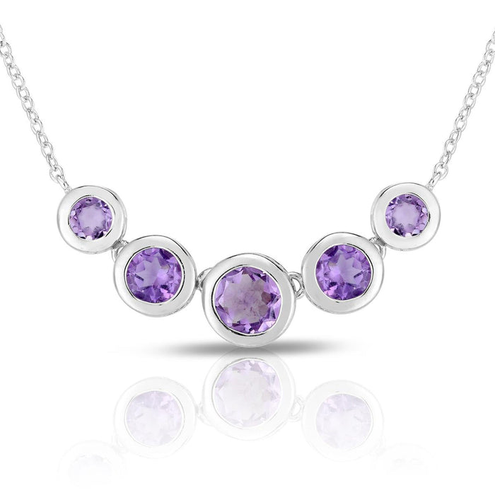 Bezel Set Genuine Gemstone Necklace
