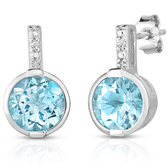 Bezel-Set Topaz & Diamond Earrings