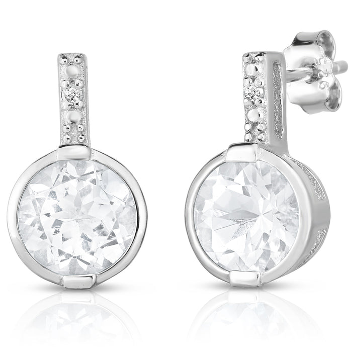 Bezel-Set Topaz & Diamond Earrings