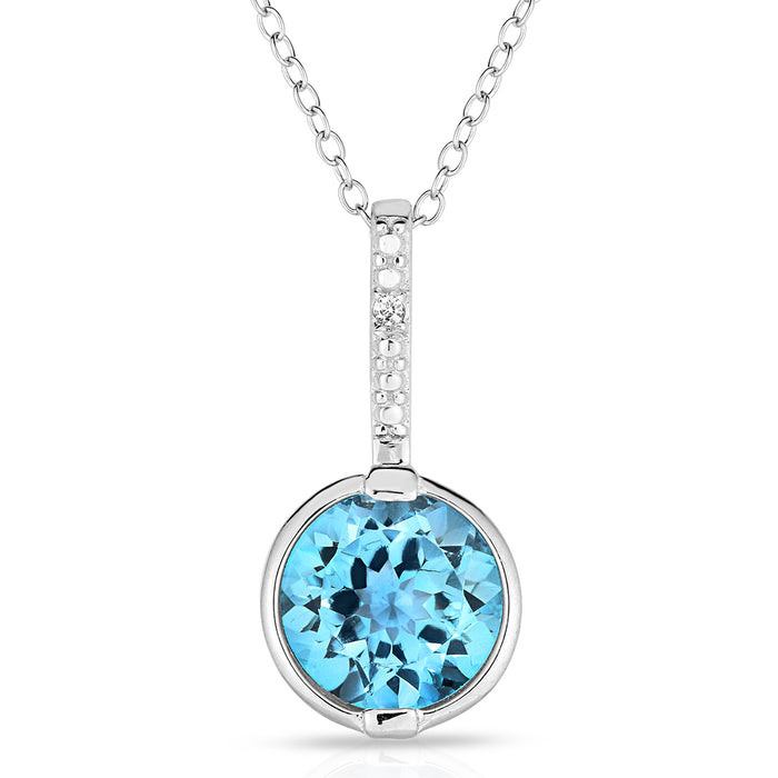 Bezel-Set Topaz & Diamond Pendant