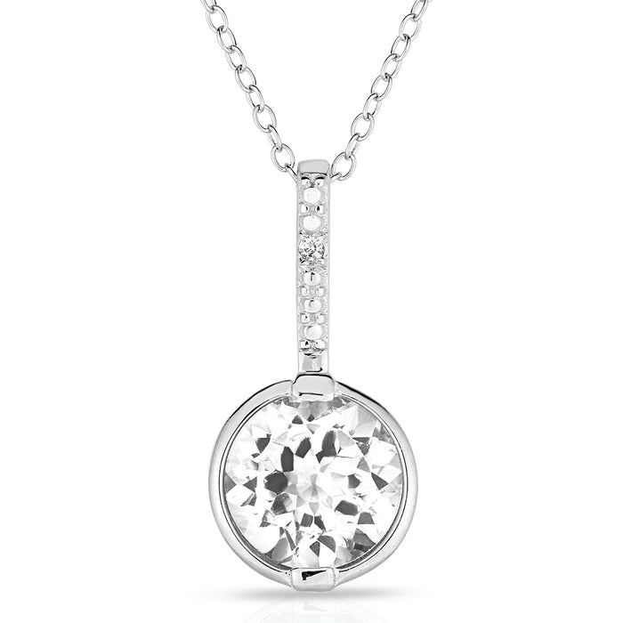 Bezel-Set Topaz & Diamond Pendant