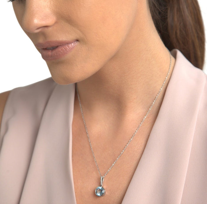 Bezel-Set Topaz & Diamond Pendant