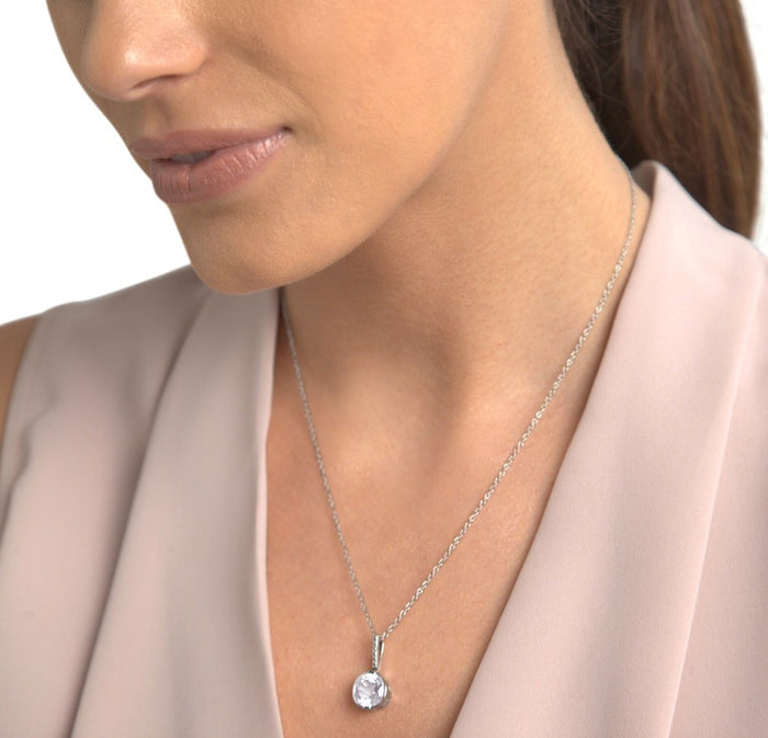 Bezel-Set Topaz & Diamond Pendant