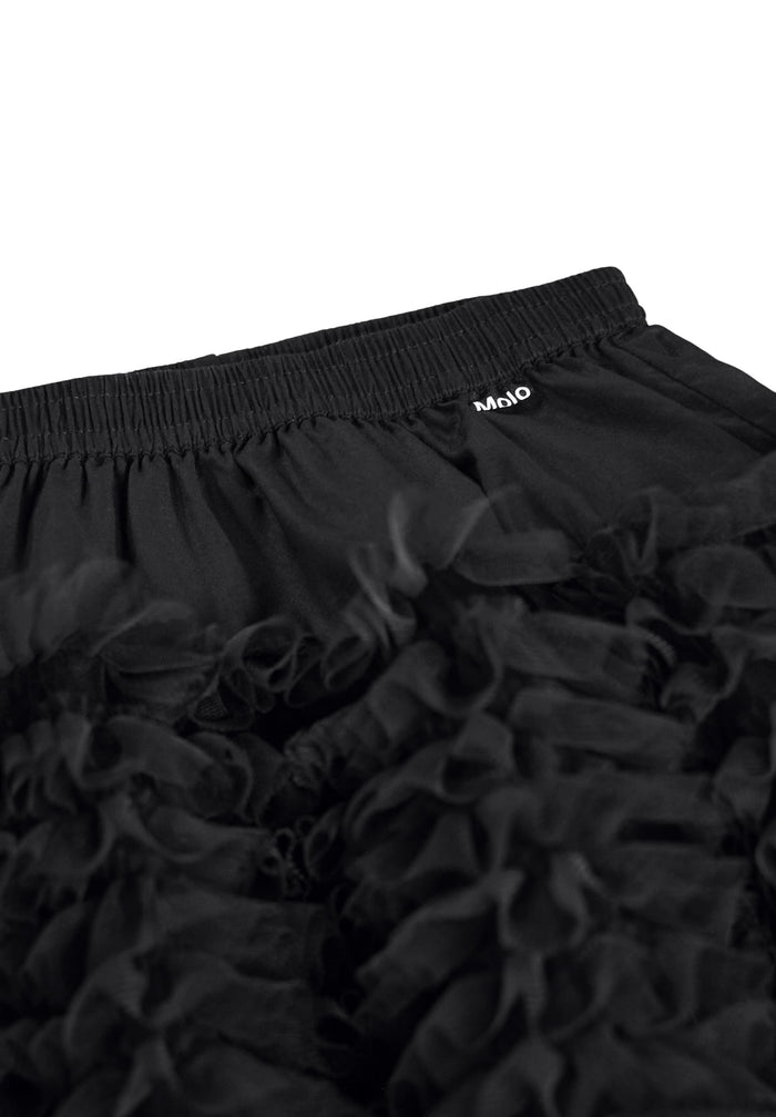 Black skirt with a brand logo on a white background
