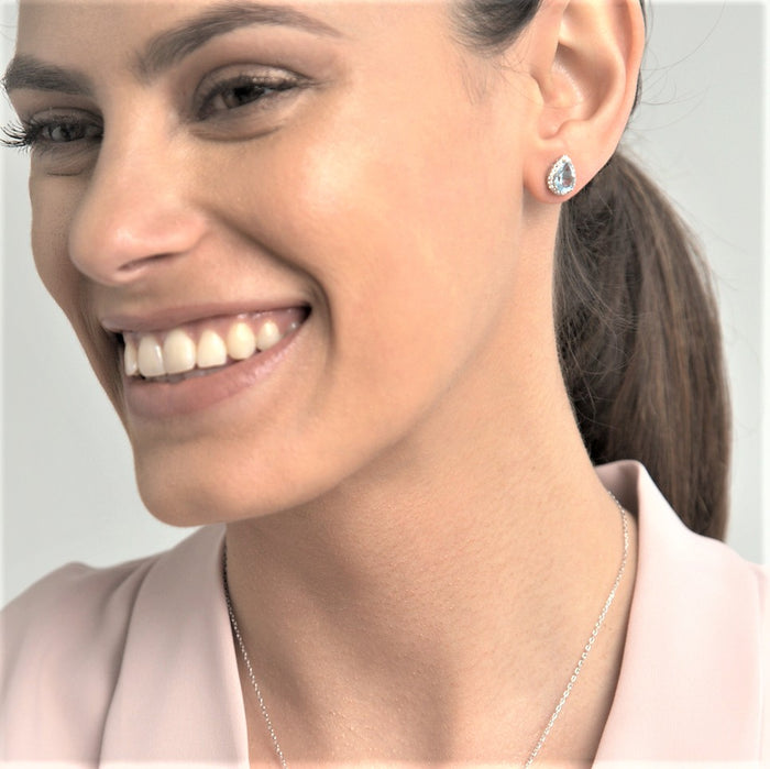Blue Topaz & White Sapphire Earrings