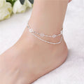 Bohemian Double-Layered Silver Anklet | Celestial Filigree Constellation Foot Chain