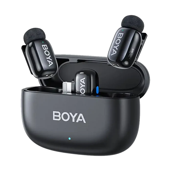 Boya mini 2-Person Tiny Wireless Microphone System with Lightning Connector for iOS Devices (2.4 GHz, Black)