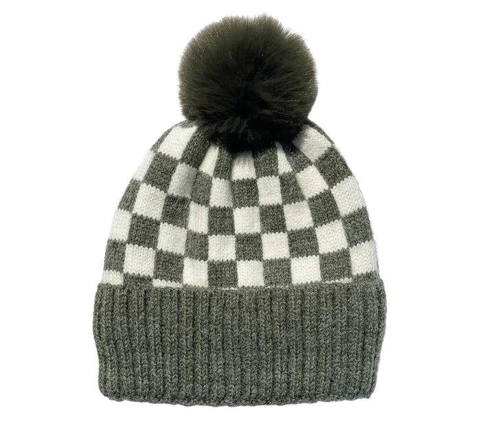 Bubu Checker Pom Beanie