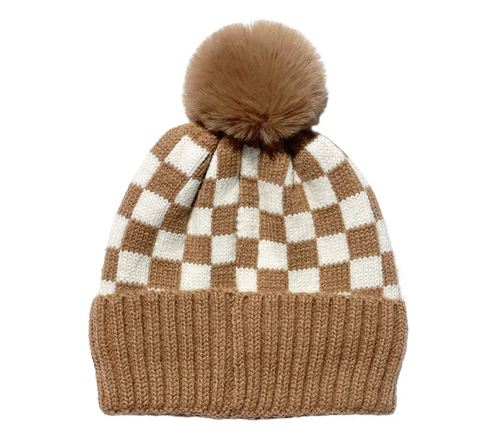 Bubu Checker Pom Beanie
