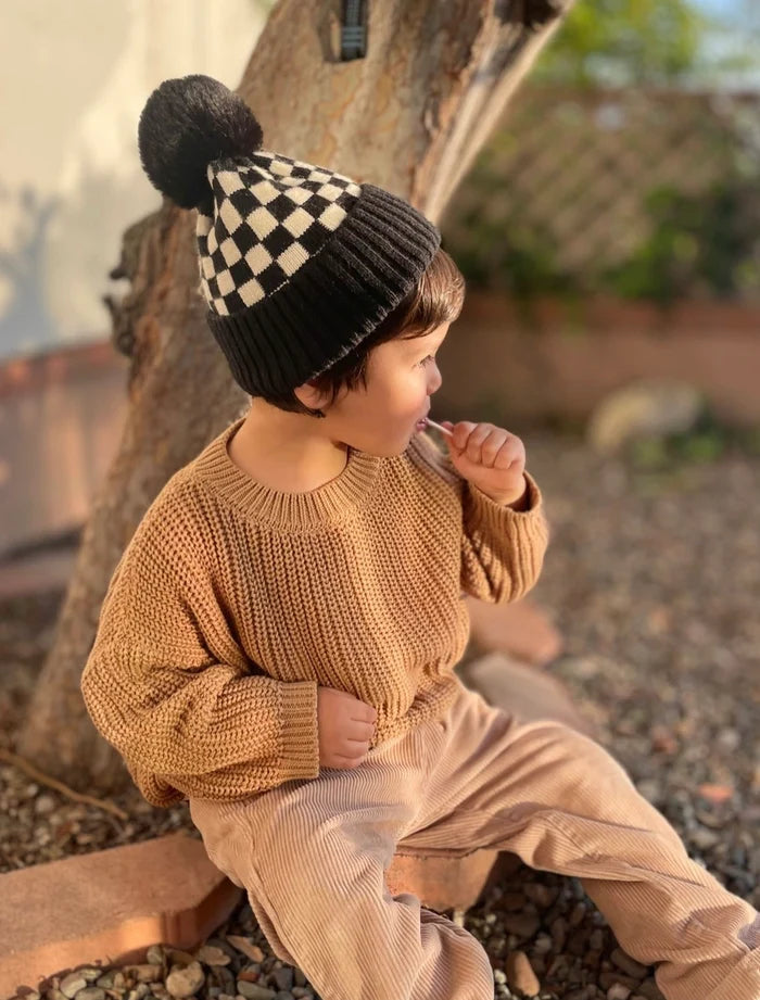 Bubu Checker Pom Beanie