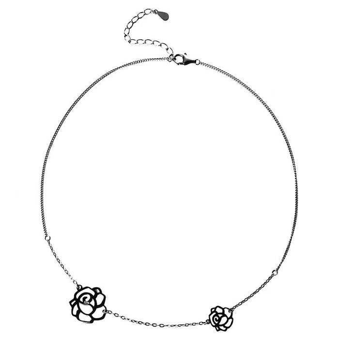 C121 Camellia Necklace Choker Black