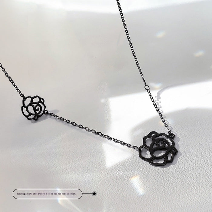 C121 Camellia Necklace Choker Black
