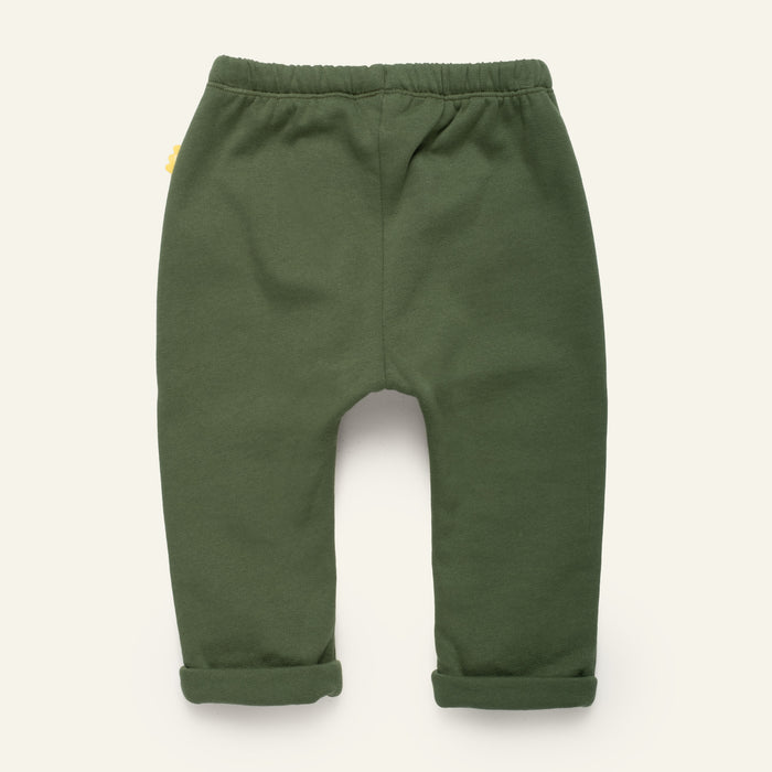 Green children's pants on a white background