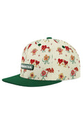 Cap with colorful floral and heart pattern