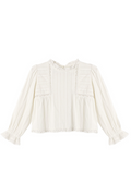 White blouse with long sleeves on a white background