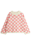 Pink checkered knit sweater