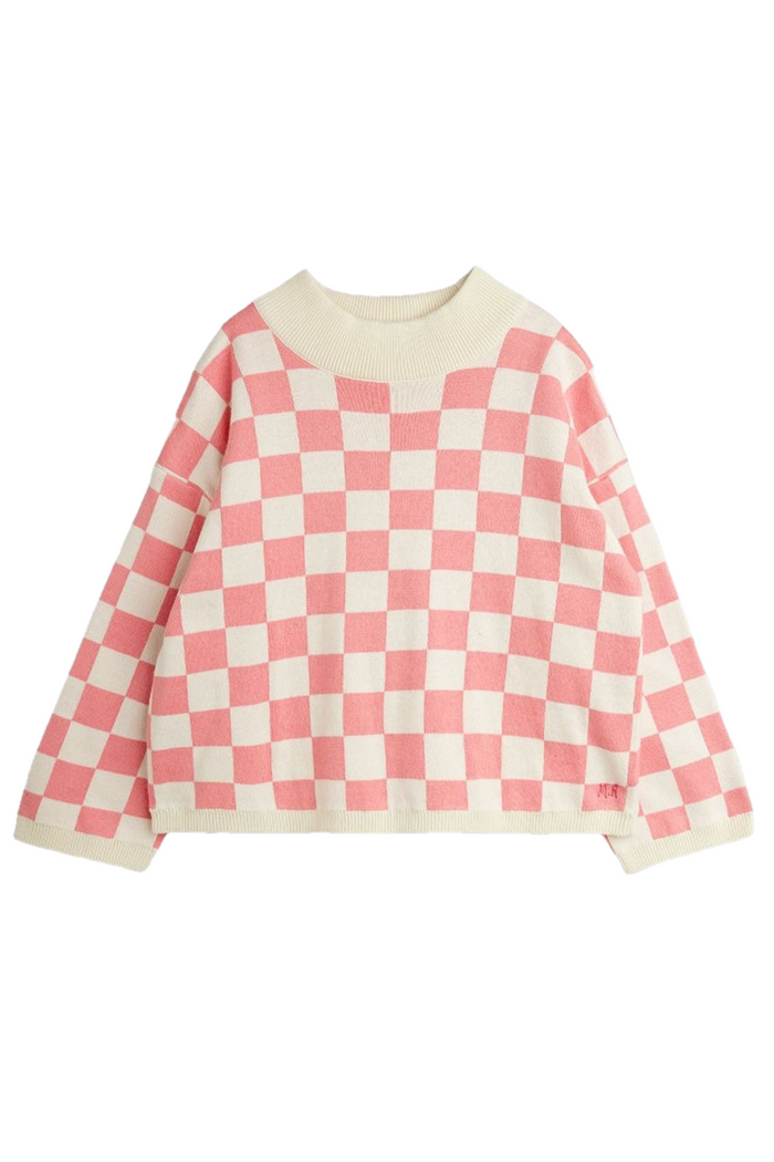 Pink checkered knit sweater