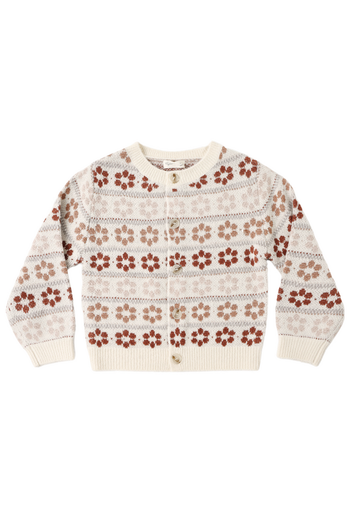 Knitted sweater with a floral pattern on a white background