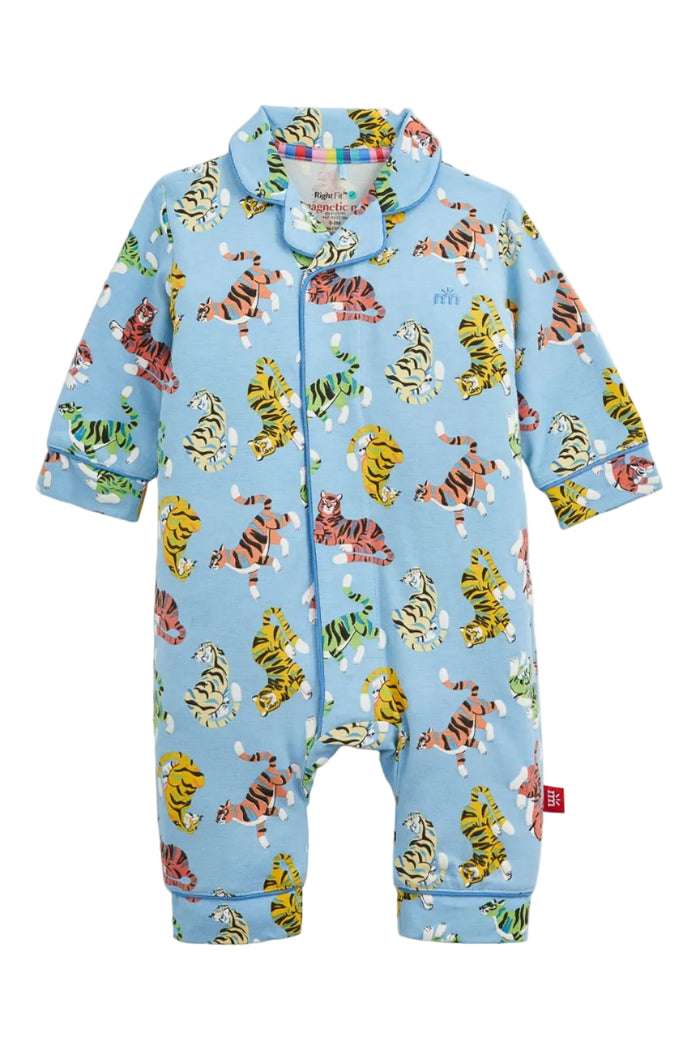 classic coverall with colorful tiger print