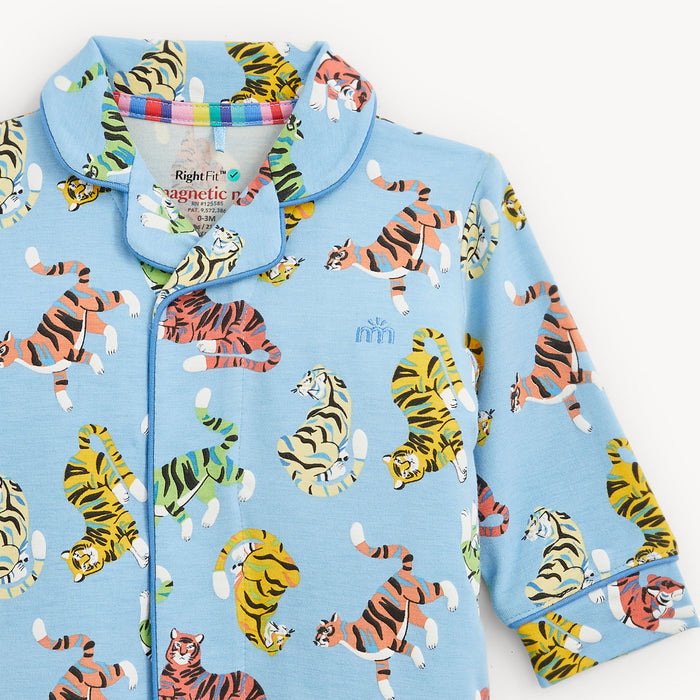 classic coverall with colorful tiger print