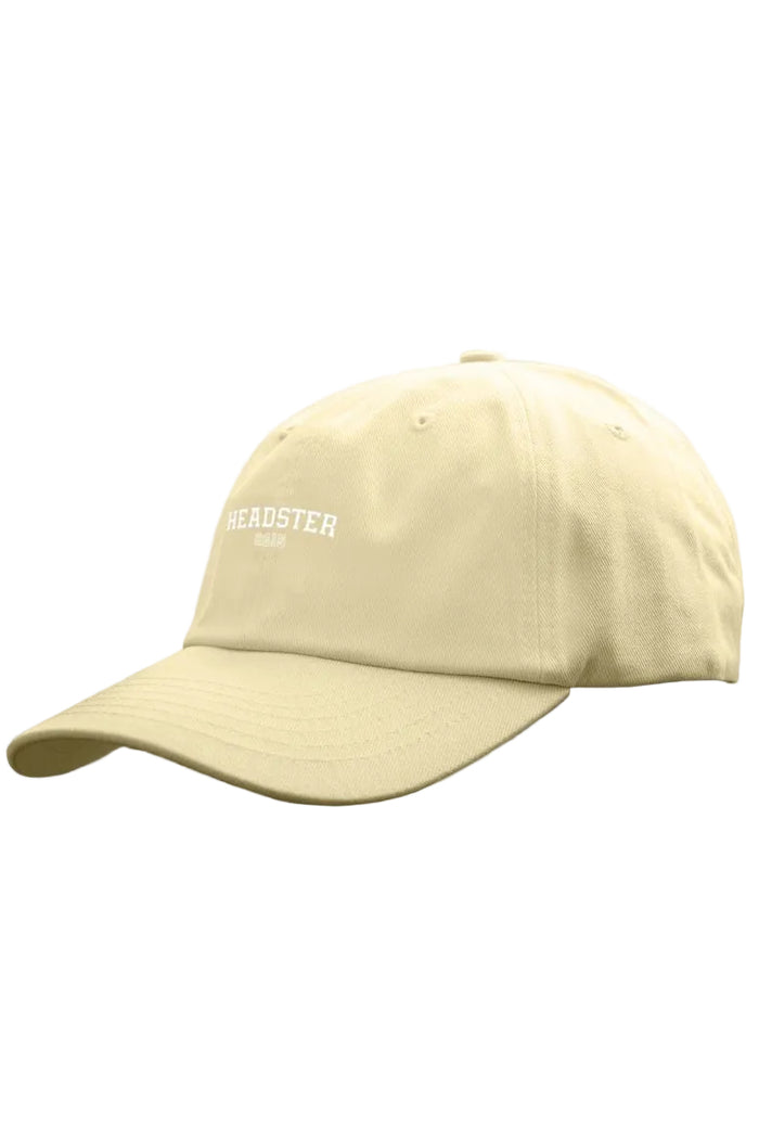Beige cap with a brand logo